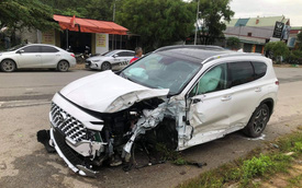 Hyundai Santa Fe 2021 thứ 2 gặp nạn: Rụng bánh trước, túi khí rèm đã bung